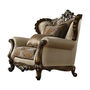 Bowery Hill Latisha Chair with Nailhead Trim in Tan Pattern Fabric