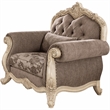 Bowery Hill Ragenardus Chair in Gray Fabric with Antique White Finish