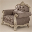 Bowery Hill Ragenardus Chair in Gray Fabric with Antique White Finish
