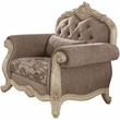 Bowery Hill Ragenardus Chair in Gray Fabric with Antique White Finish