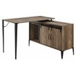 Bowery Hill Wooden Writing Desk with Storage in Rustic Oak and Black
