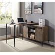 Bowery Hill Wooden Writing Desk with Storage in Rustic Oak and Black