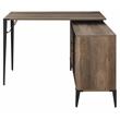 Bowery Hill Wooden Writing Desk with Storage in Rustic Oak and Black