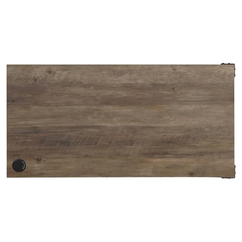 Bowery Hill Wooden Writing Desk with Storage in Rustic Oak and Black