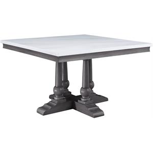 Bowery Hill Square Dining Table with Marble Top in White and Gray Oak