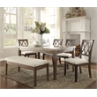 Bowery Hill Beige Linen Side Chair with XX Backrest and Salvage Brown Frame