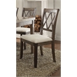 Bowery Hill Beige Linen Side Chair with XX Backrest and Salvage Brown Frame