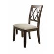 Bowery Hill Beige Linen Side Chair with XX Backrest and Salvage Brown Frame