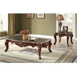 Bowery Hill Marble and Walnut Coffee Table with Decorative Carvings
