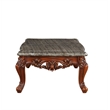 Bowery Hill Marble and Walnut Coffee Table with Decorative Carvings