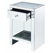 Bowery Hill 1-Drawer Accent Table with Faux Diamonds and Mirror Finish
