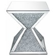 Bowery Hill Square End Table with Faux Diamonds and Mirror Finish