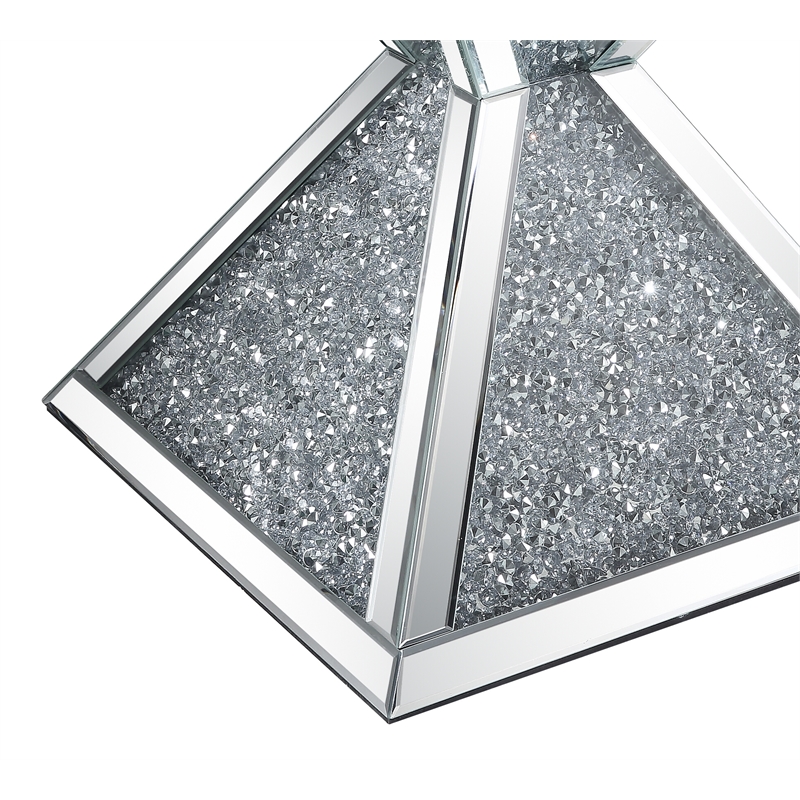 Bowery Hill Square End Table with Faux Diamonds and Mirror Finish
