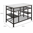 Bowery Hill Lanzo Kitchen Island with Marble Top in Gunmetal