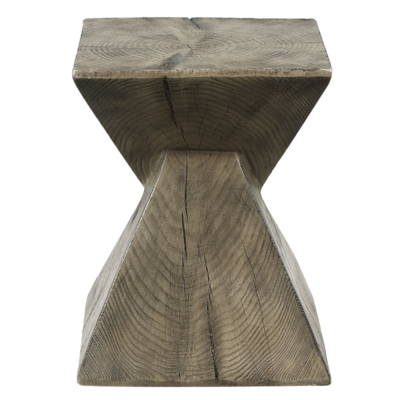 Bowery Hill Cement Accent Table in Weathered Oak Finish