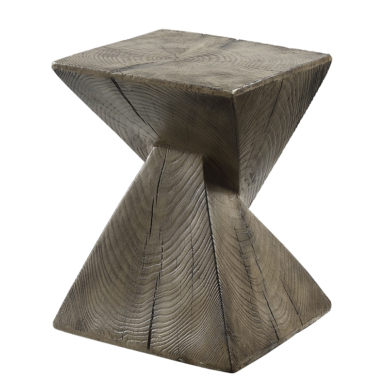 Bowery Hill Cement Accent Table in Weathered Oak Finish
