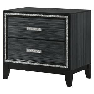 Bowery Hill Wooden 2-Drawer Nightstand in Weathered Black Finish
