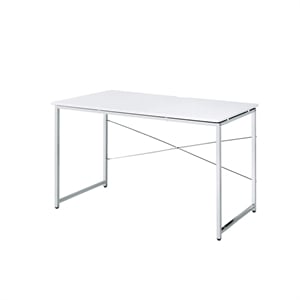 Bowery Hill Rectangular Writing Desk with Metal Frame in White and Chrome