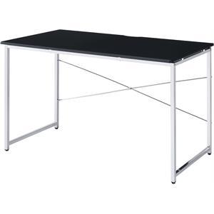 Bowery Hill Rectangular Writing Desk in Black and Chrome
