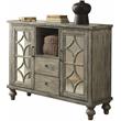 Bowery Hill 2-Drawer Console Table in Weathered Gray Finish with Mirrored Doors