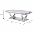 Bowery Hill Coffee Table with Faux Marble Top in White and Silver Finish