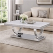 Bowery Hill Coffee Table with Faux Marble Top in White and Silver Finish
