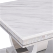 Bowery Hill Coffee Table with Faux Marble Top in White and Silver Finish