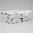 Bowery Hill Coffee Table with Faux Marble Top in White and Silver Finish