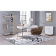 Bowery Hill Writing Desk with White Gloss Finish and Gold Metal Base