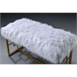 Bowery Hill Faux Fur Bench with Metal Sled Base in White and Gold