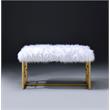 Bowery Hill Faux Fur Bench with Metal Sled Base in White and Gold