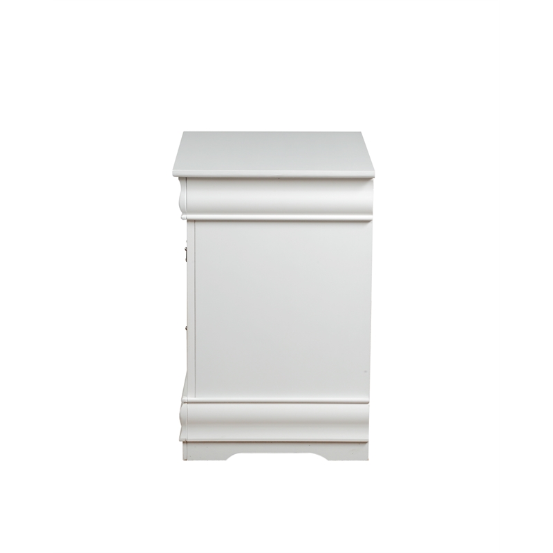 Bowery Hill 2-Drawer Nightstand in White with Nickel Handles