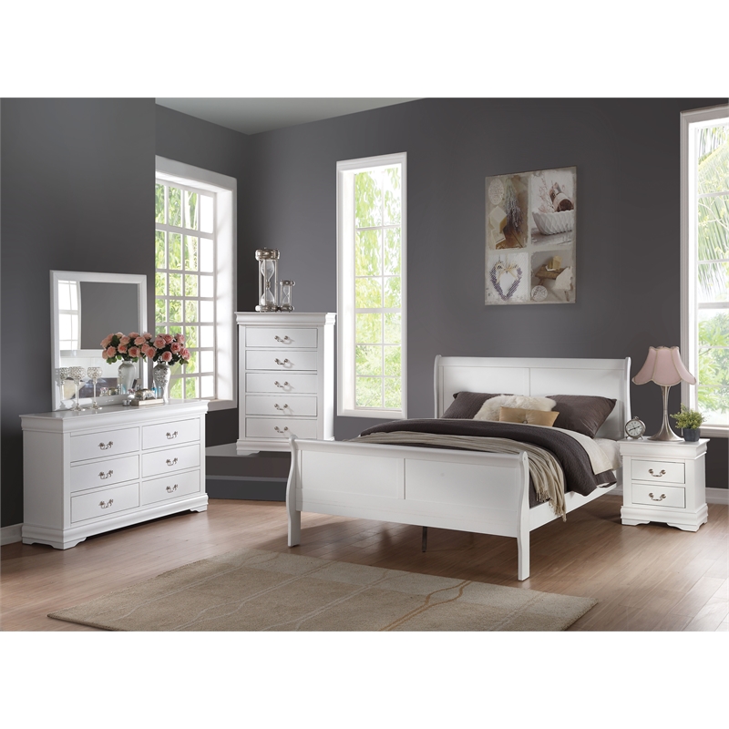 Bowery Hill 2-Drawer Nightstand in White with Nickel Handles