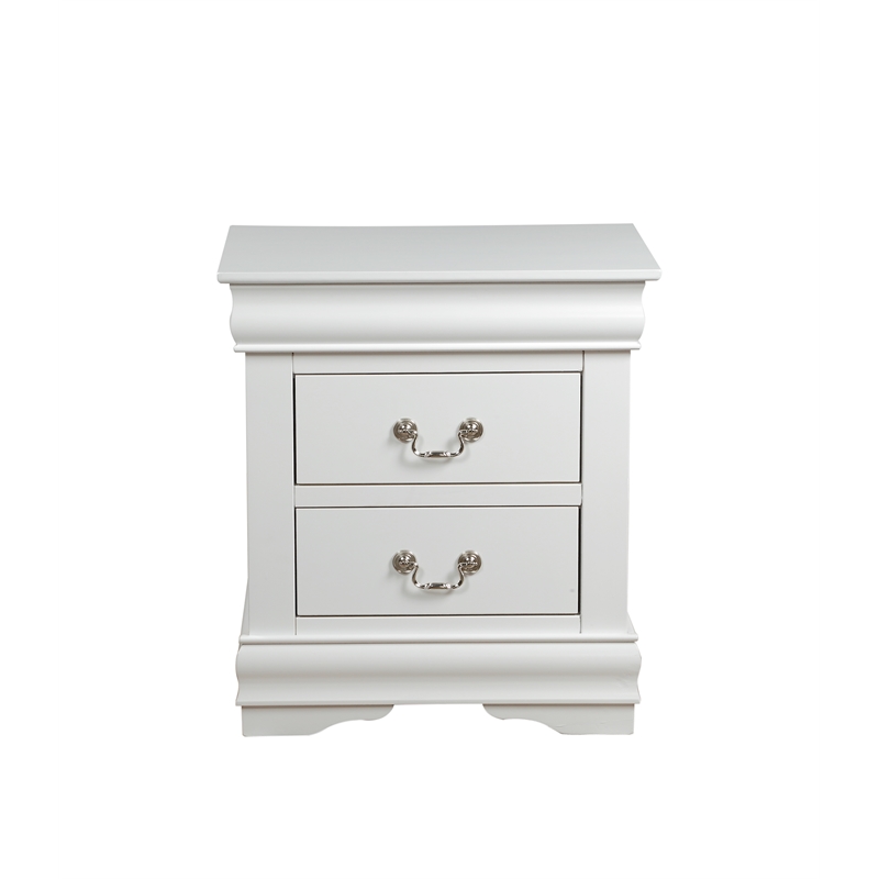 Bowery Hill 2-Drawer Nightstand in White with Nickel Handles