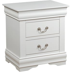 Bowery Hill 2-Drawer Nightstand in White with Nickel Handles