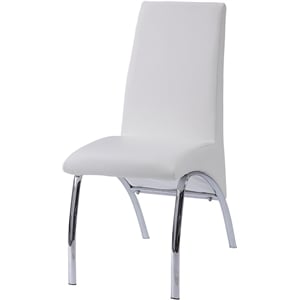 Bowery Hill Faux Leather Side Chair in White and Chrome