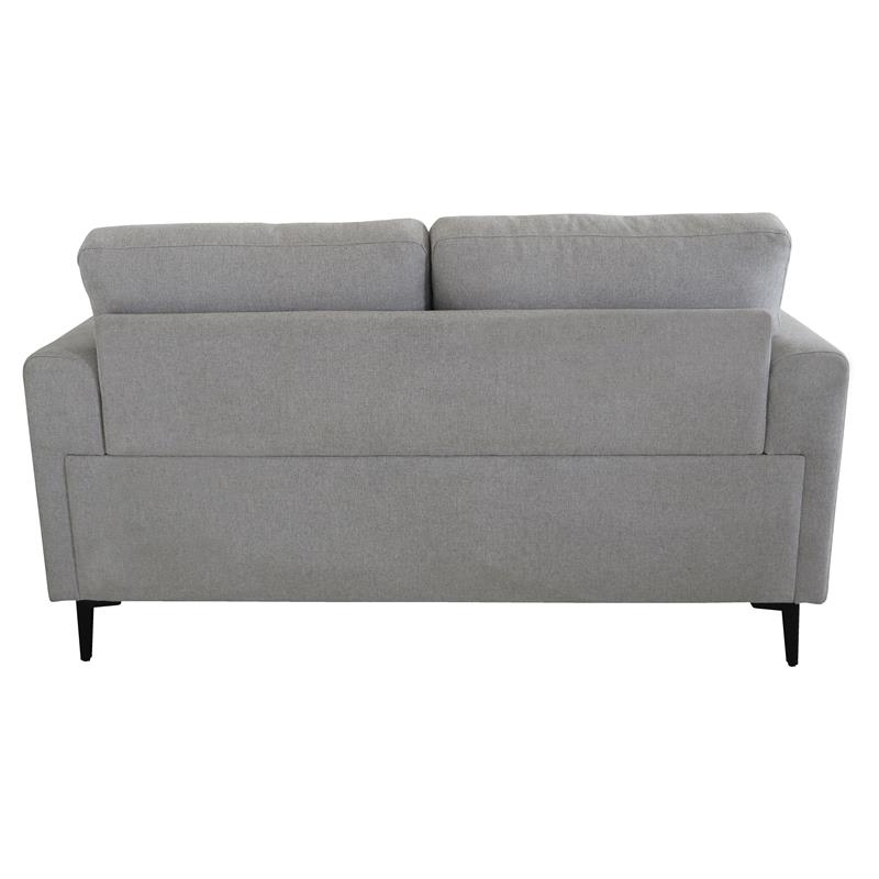Bowery Hill Linen Upholstered Loveseat with Track Arms in Light Gray