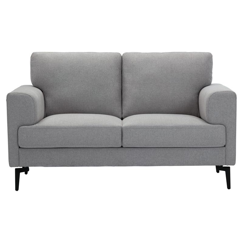 Bowery Hill Linen Upholstered Loveseat with Track Arms in Light Gray