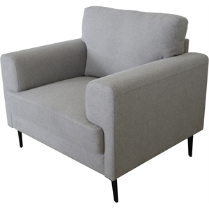 Bowery Hill Fabric Upholstery Chair with Loose Back Cushion in Light Gray