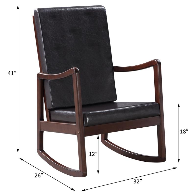 Bowery Hill Faux Leather Rocking Chair in Dark Brown and Espresso