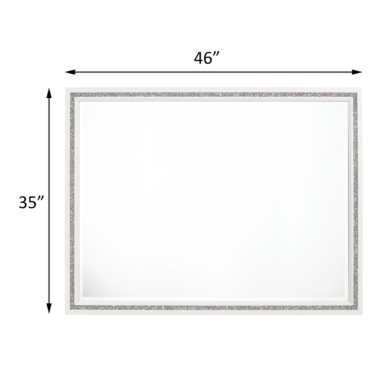 Bowery Hill Haiden Rectangular Wood Framed Dresser Mirror in White
