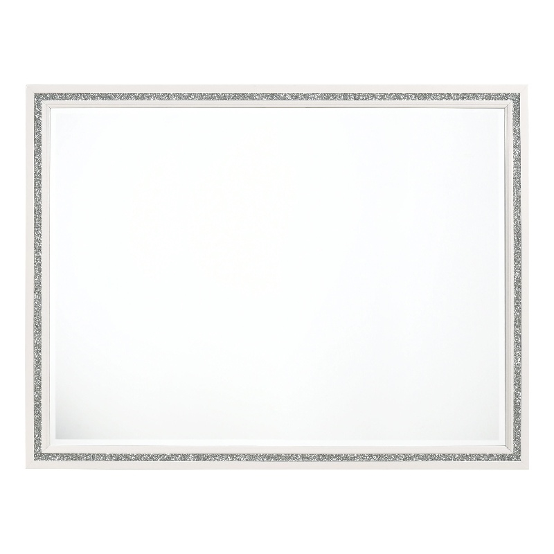 Bowery Hill Haiden Rectangular Wood Framed Dresser Mirror in White