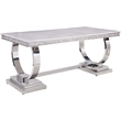 Bowery Hill Zander Dining Table in Faux Marble and Mirrored Silver