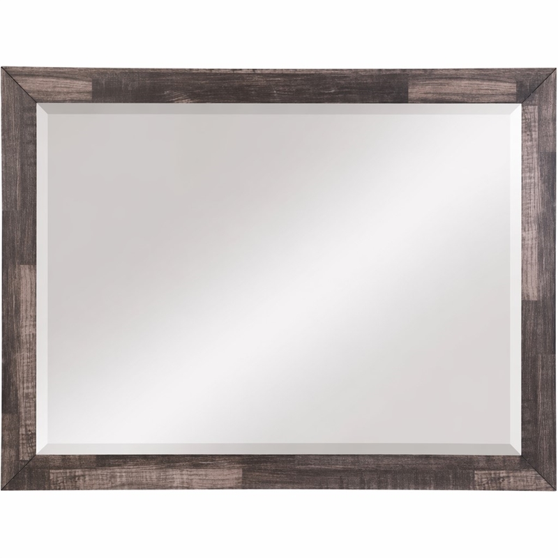 Bowery Hill Rectangular Wooden Bedroom Mirror with Dark Cherry Finish