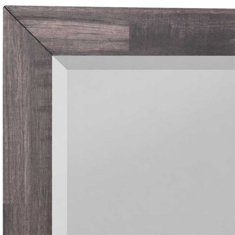 Bowery Hill Rectangular Wooden Bedroom Mirror with Dark Cherry Finish