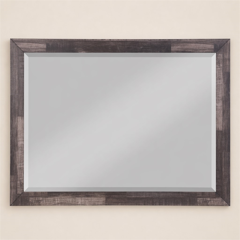 Bowery Hill Rectangular Wooden Bedroom Mirror with Dark Cherry Finish