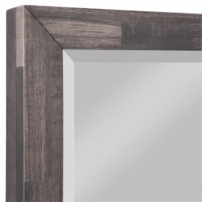 Bowery Hill Rectangular Wooden Bedroom Mirror with Dark Cherry Finish