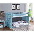 Bowery Hill Twin over Twin Metal Bunk Bed in Aqua with Container Style