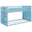 Bowery Hill Twin over Twin Metal Bunk Bed in Aqua with Container Style