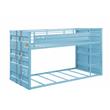 Bowery Hill Twin over Twin Metal Bunk Bed in Aqua with Container Style